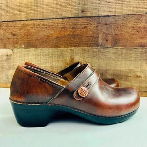 Dansko Soltice Leather Button Slide On Clogs